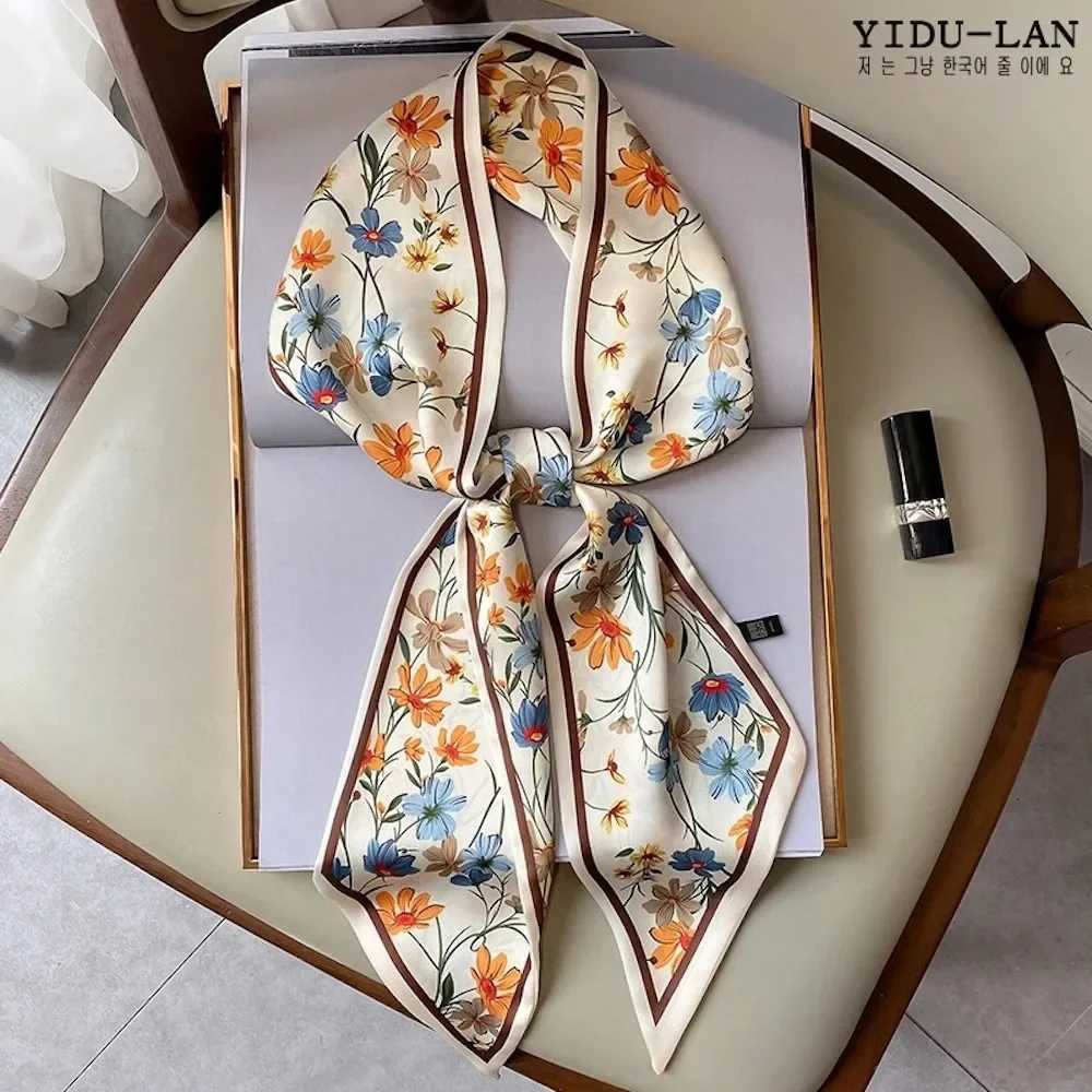 Luxury long filament scarf Fem horse print thin narrow scarf bag headband scarf X250319