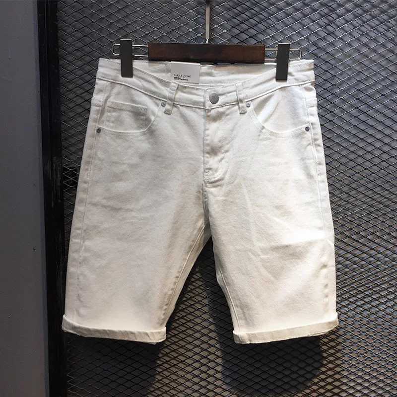 2024 New Summer Fashion Denim Shorts Mens Slim Straight American Street Trend Casual All-Match Cropped Pants W250319