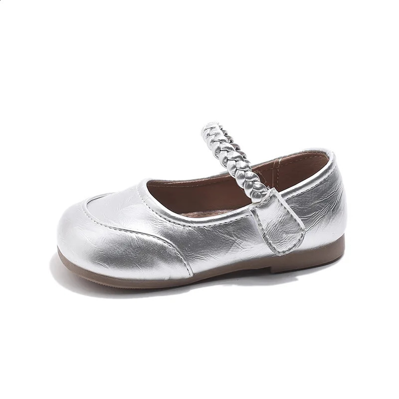 Spring Children Leather Shoes for Girls Fashion Korean Style Soft Antislippery Versatile Chic Ballet Elegant Flats 250319