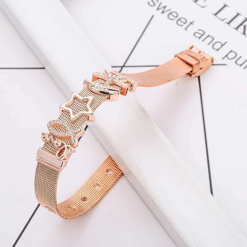 Women's Slide Mesh Charm Bracelet Bangle Fits Stainless Steel Fine Bracelets Bangles Bileklik Pulseira