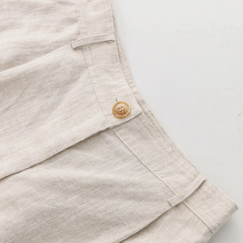 Summer 100% Linen WomenS Shorts Casual High Waist Wide Leg Button Up Elegant Ol Short Pants Femme 250318