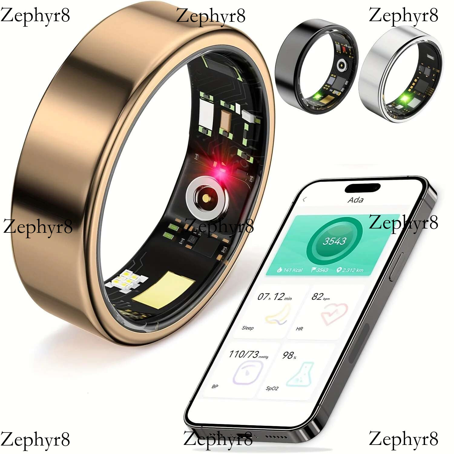 Smart ring, sleep tracking, motion monitoring, compatible with iPhone Android, smart gift, suitable for women and men