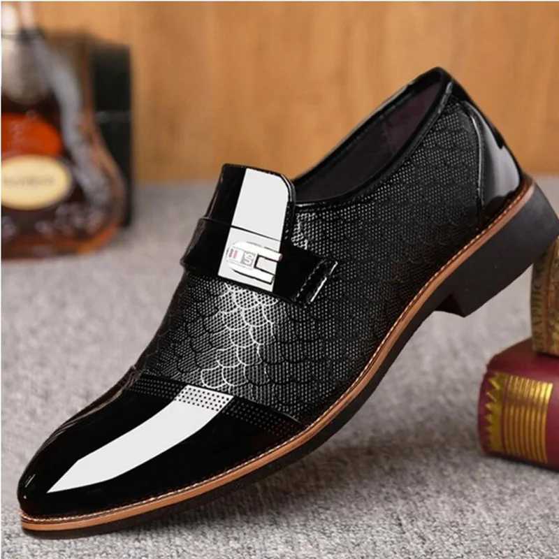Fashionable and elegant mens formal buckle shoes mens formal shoes large-sized wedding formal leather shoesXJ250319