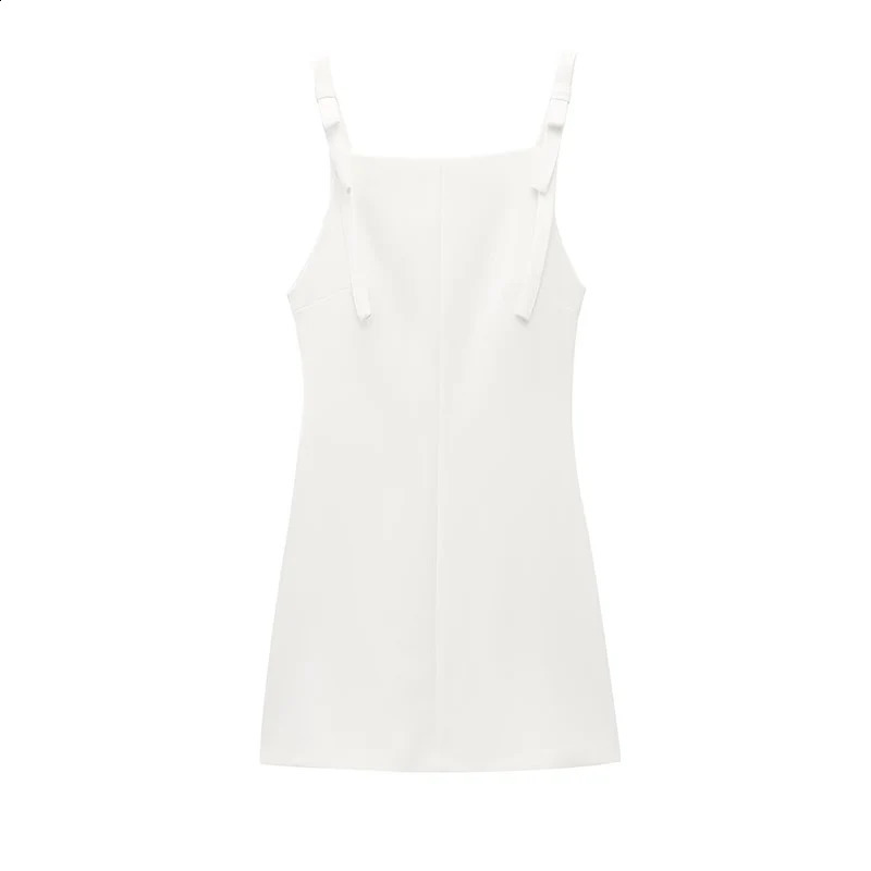 RAFZNB Straight Collar Short Dresses For Women Fashion Bow Strap Decoration Sleeveless Female Elegant Party 250319
