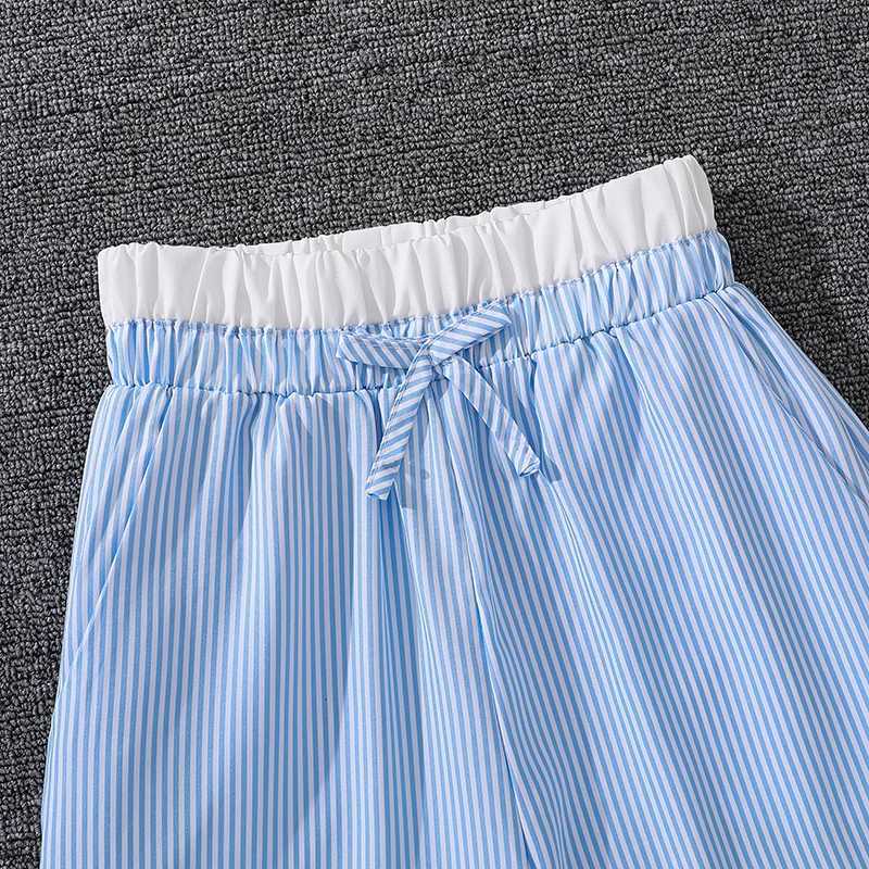 Childrens clothing Girls 8-12 years old vertical stripes waist stitching comfortable styleT250318