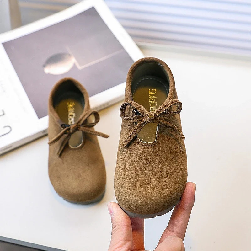 Childrens Loafers Shallow Bowknot Girls Flat Shoes Fashion Toddlers Versatile Moccasins Spring Autumn Causal Kids Leather Shoe 250319