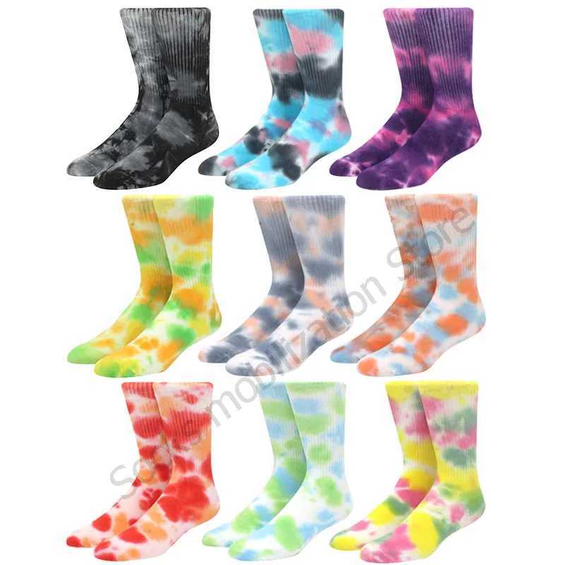 New tie dye couple socks hip-hop solid color mens and womens street trend socks comfortable and breathable X250319