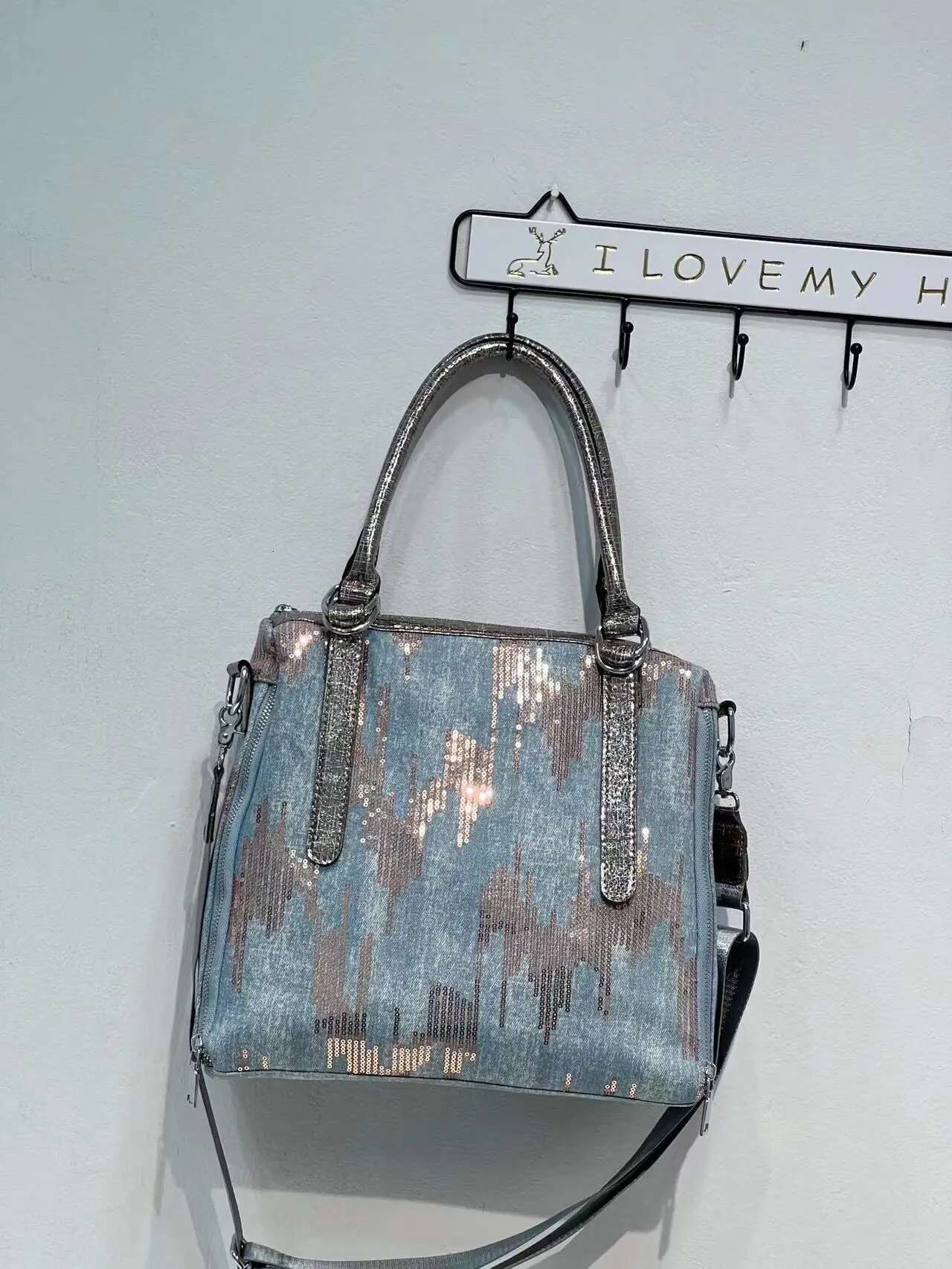 2025 new women's handbag denim fashion sequin bag cheap new wallet top handle handbag designer women's trendy shoulder bag