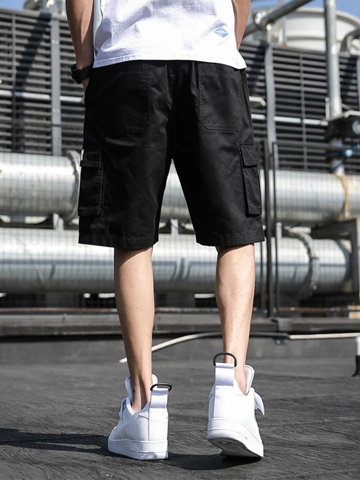 Summer Mens Cargo Shorts Cotton Loose Fit Big Size String Banding Men Short Pants Streetwear Casual Work Bermuda Shorts 250317