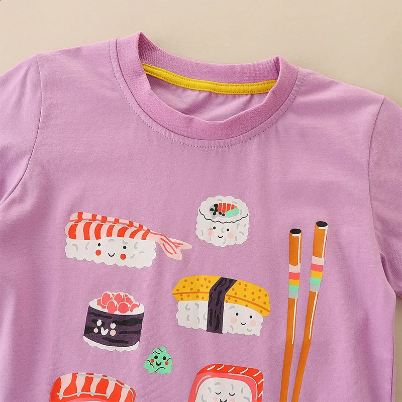 Little maven Kids Clothes for Baby Girls Tops Korean Teenagers Blouses T-shirt Cartoon Sushi Cotton Tops Chidlren 250319