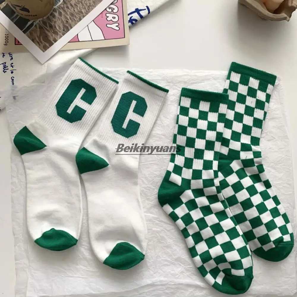 Blue green letter big C socks spring and summer Japanese springboard boat socks sports socks mens socks X250319