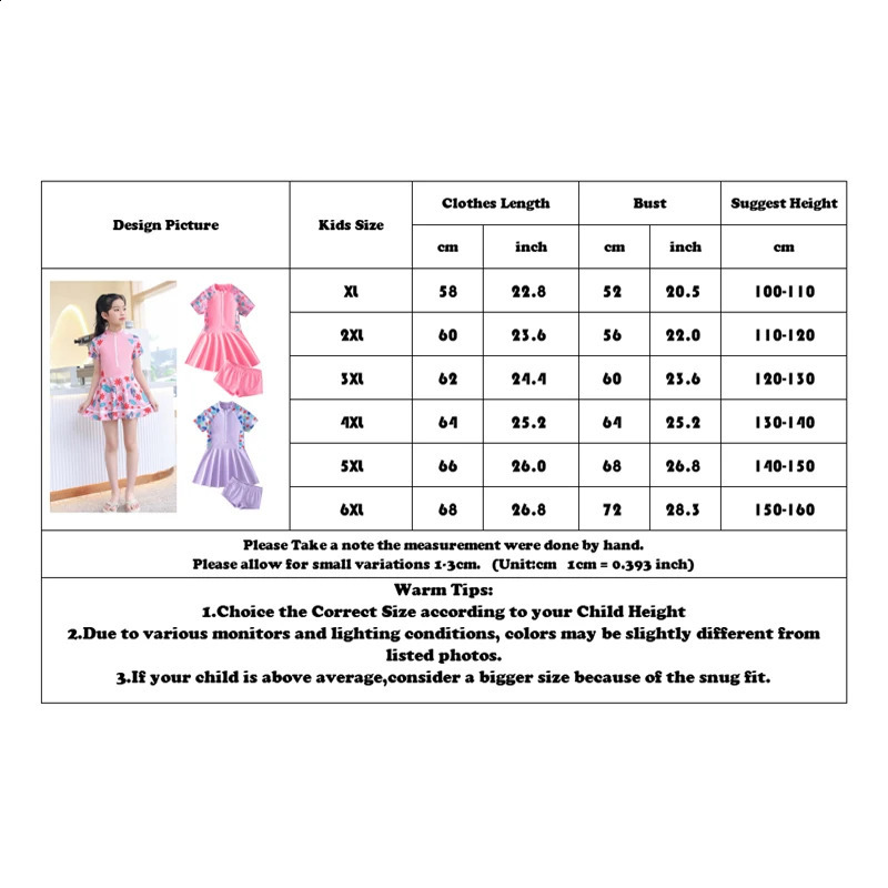 Girl One-piece Swimsuit Pink Purple Flower Print Short Sleeve Zipper Swimwear Children Teenage Girls Swim DressUnderwear Shorts 250319