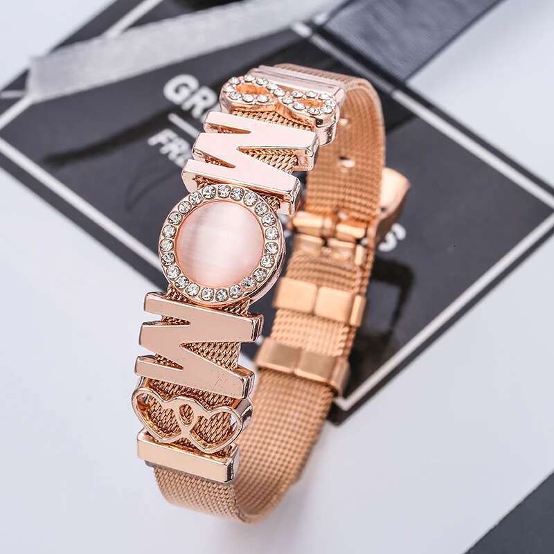 New 10mm Infinite Love MOM Beads Stainless Steel Mesh Bracelets DIY Charm Keeper Bracelets Bangle For Women Mother Jewelry Gift