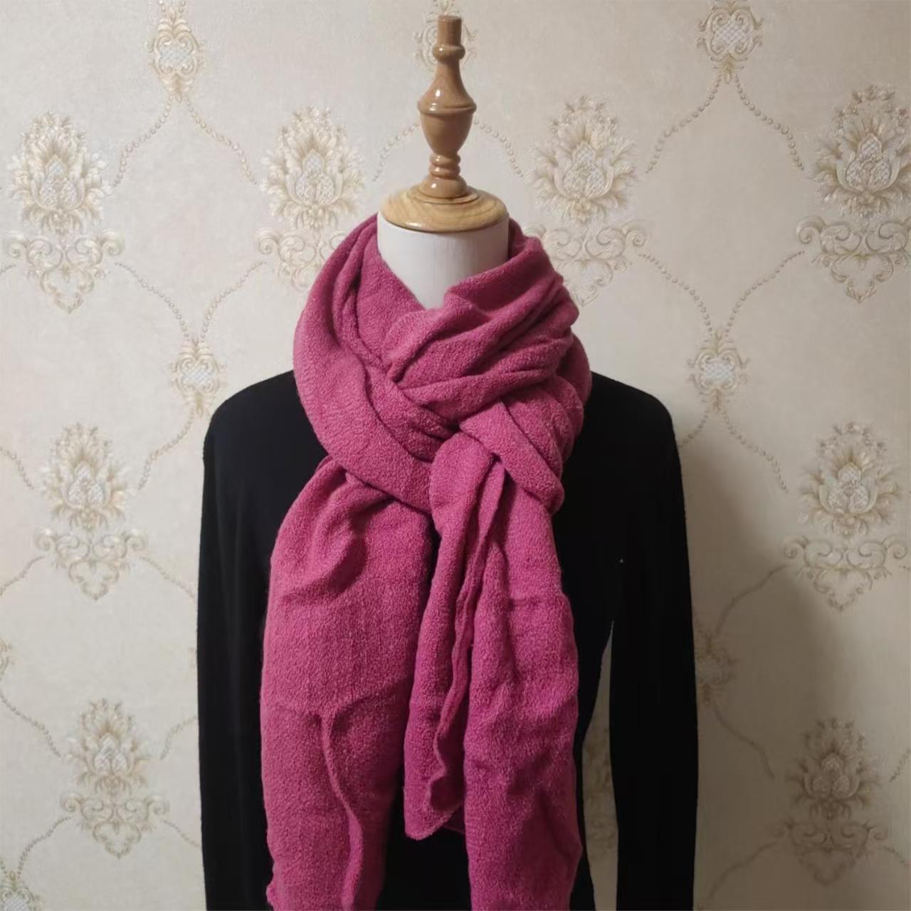 T316 long retro versatile couple autumn and winter women's fashion niche warm solid color scarf thin