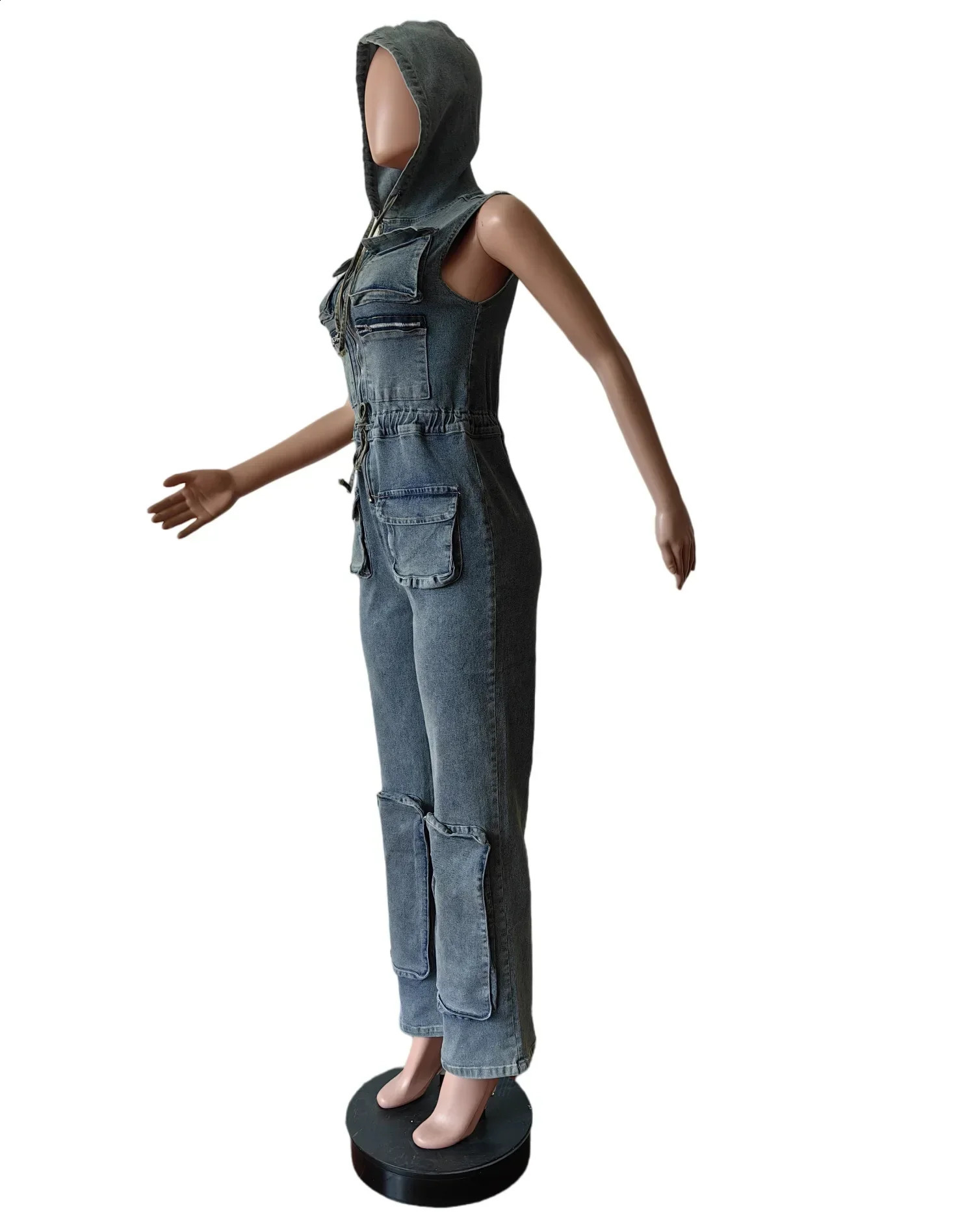 Vintage Denim Overalls Jumpsuit Rompers Women Belted Pocket Punk Y2k E-girl Casual Work Pants Jeans Long Pants Streetwear 250319