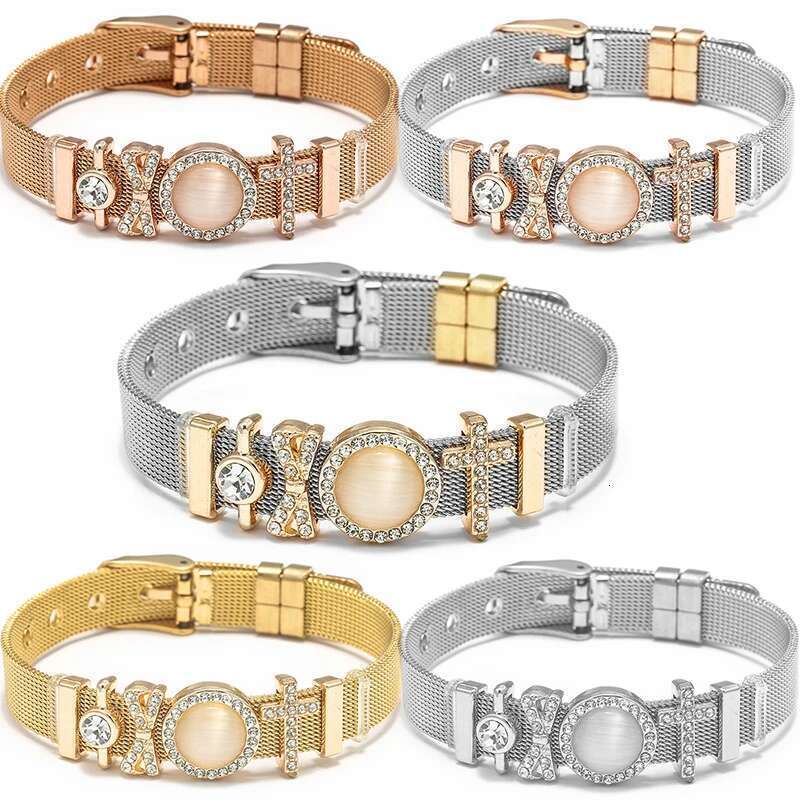 10mm Stainless Steel Mesh Bracelets Original Bowknot Cross Beads Charm Keeper Bracelets Bangles For Women Fashion Jewelry Gift