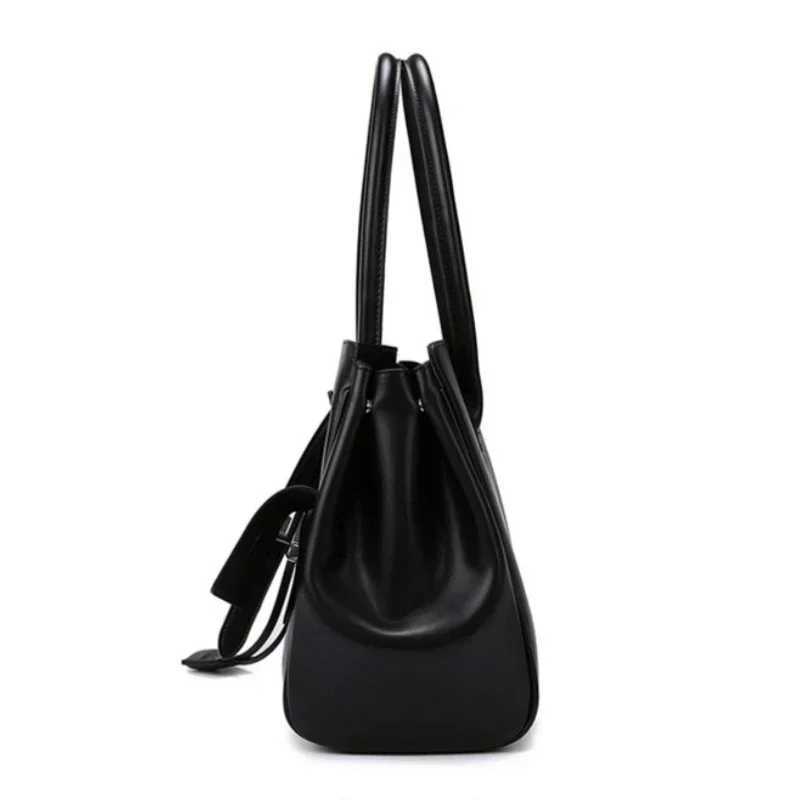 Meet You Luxury Design Large Capaci Black Pu Leather Tote Bag Ladies Mti-pocket Shoder Bag Off Lady Cmuter Handbag Z250318