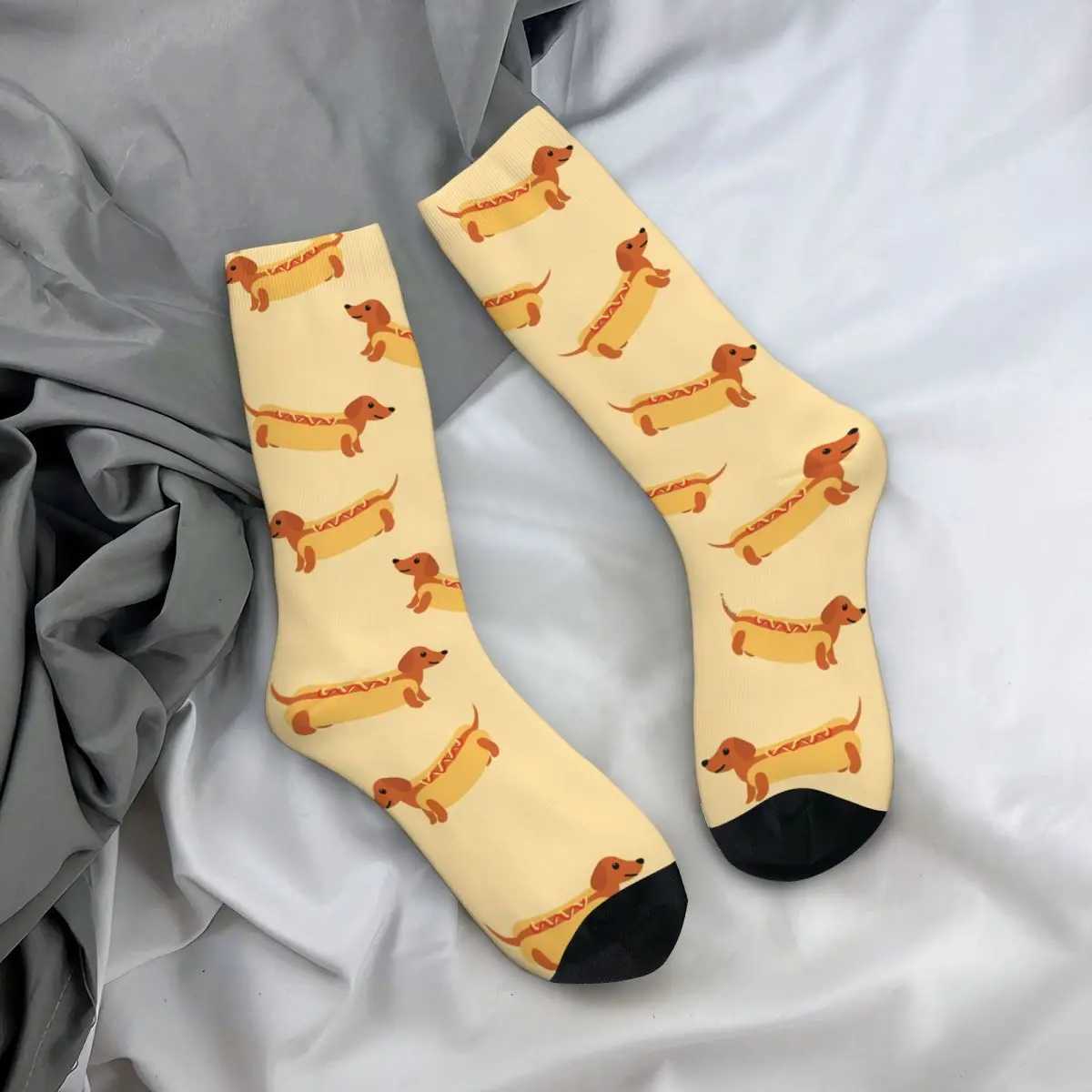 Fun Crazy Mens Socks Hot Dog Hip Hop Harajuku Sausage Happy Breathable Pattern Printed Boy Crew Socks Casual Gift X250319