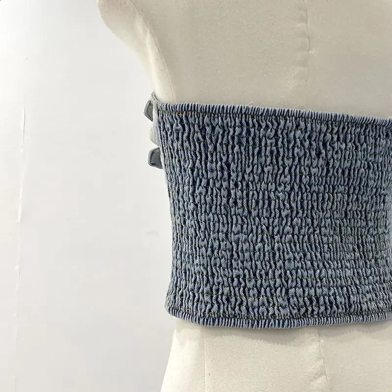 Irregular strapless vest with gradient washed denim top womens summer slim fit simple sexy top 250314