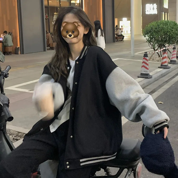 Autumn and Winter Padded Thickened Baseball Uniform College Style Big Size Jacket Fleece Woman 250317
