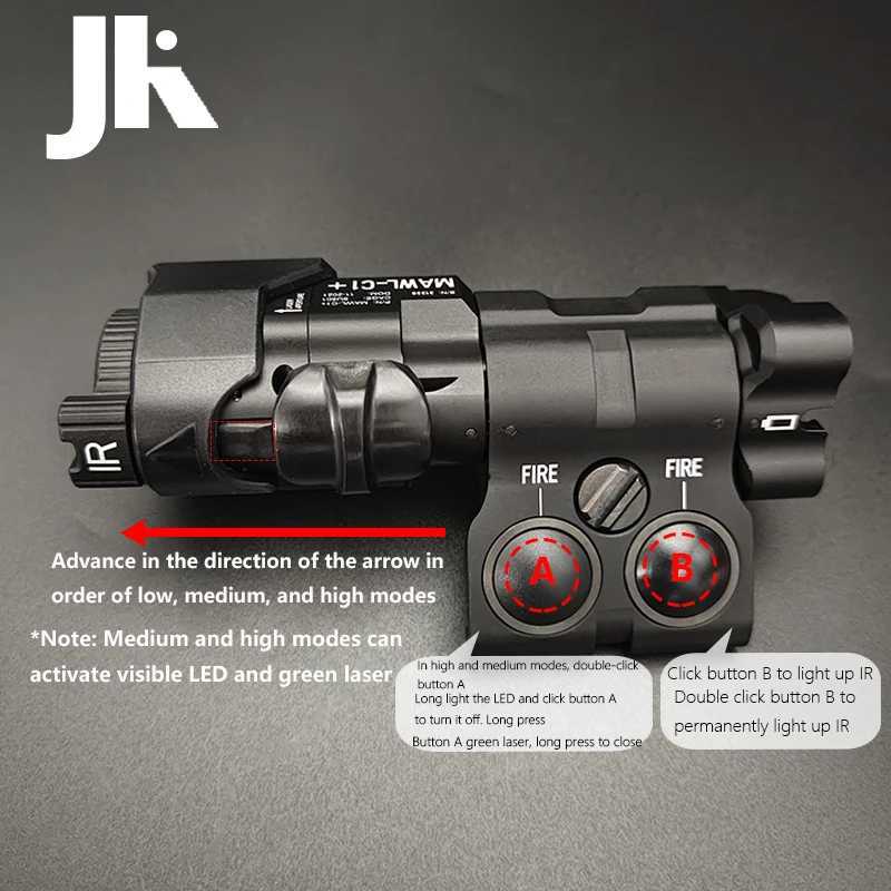 Sotac CNC Metal MAWL Green Laser Aiming Device C1+ Show light IR Illumination + Show Green Laser IR Laser EC2 Endcap for Rifle X250319