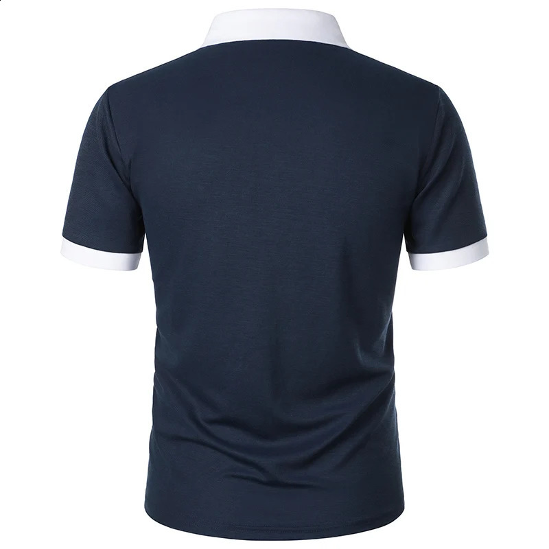 Mens Fashion Casual top Short Sleeve color with stylish zipper with mens lapel short sleeve top T-shirt Fashion short sleeve 250319