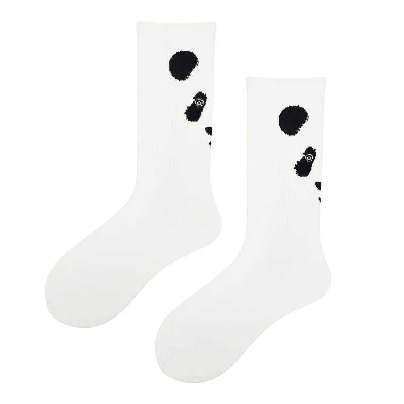 Mens socks cotton animal print college style cartoon black and white panda lion eagle tiger wolf sports shorts hip-hop mens socks X250319