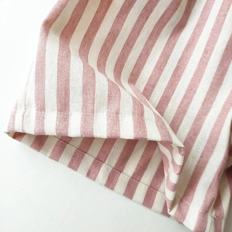 Childrens Clothing Linen Cotton Shorts Summer Girls Boys Stripe Pants Kids Baby Casual Vintage Loose Short Pant Girl Clothes 250319