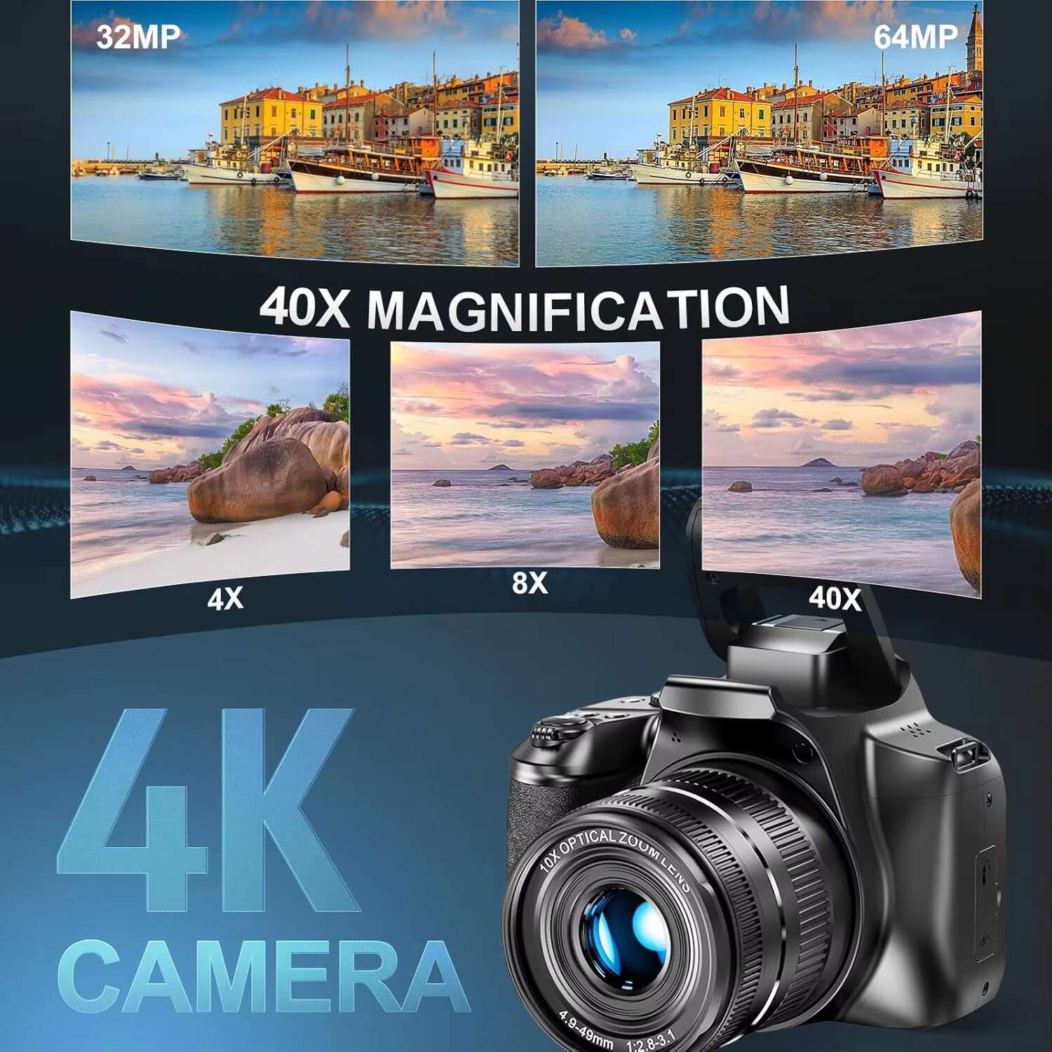 Wholesale Professional Recording UHD 10x Optical 4x Digital Zoom Photo Video Camera Dslr With WiFi Function
