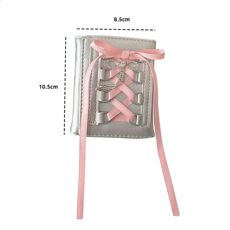 Womens silver sweet wallet Y2k shoulder strap original fashionable short coin wallet Korean casual cute wallet 250318