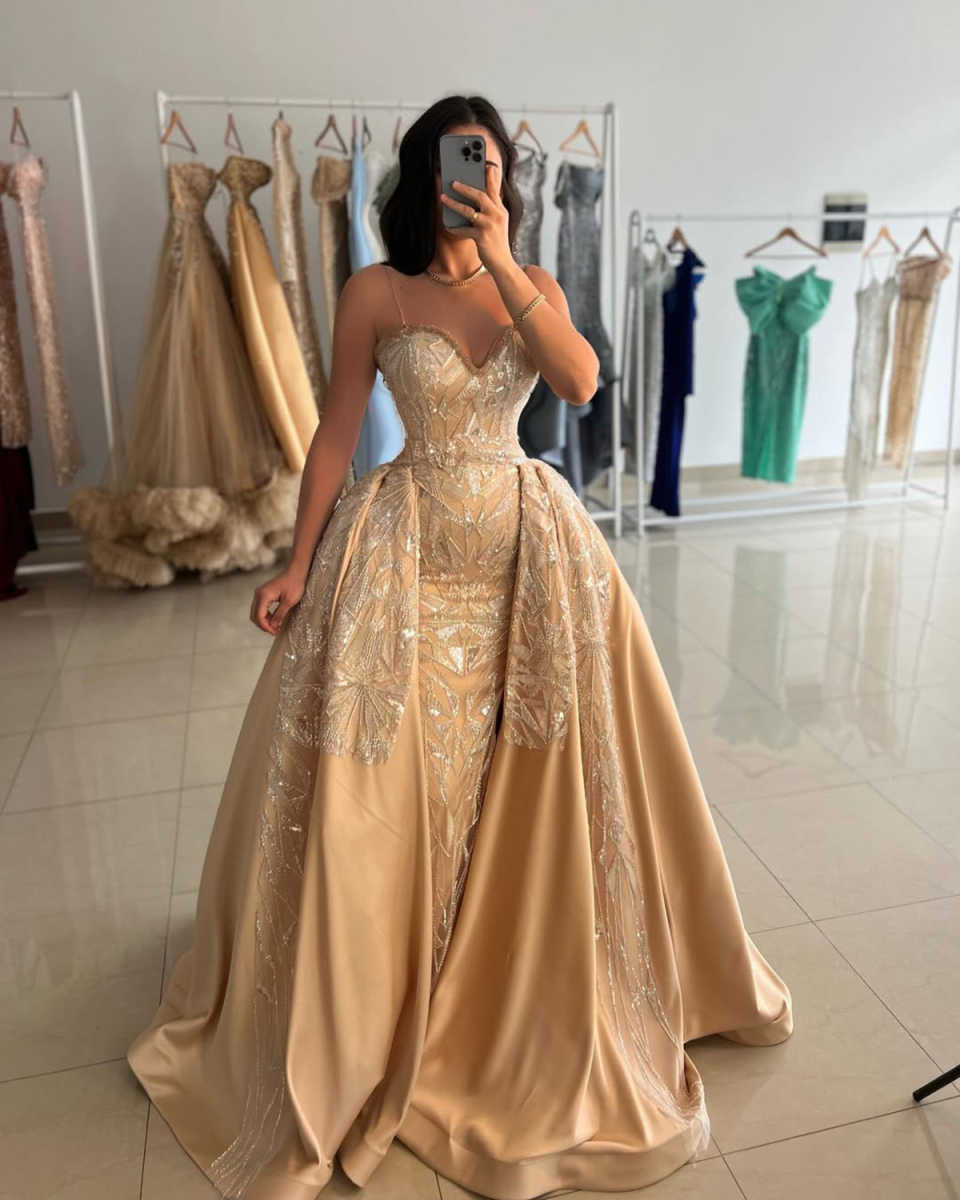 Elegant Champagne Evening Dresses Hand Made Flower Beads Appliques Summer A Line Prom Dress Sweety Girl Gown Plus Size Special Occasion With Sash Vest