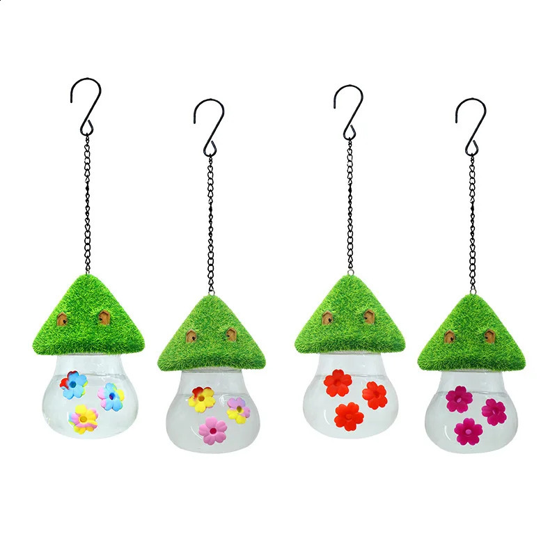 Hummingbird Feeder Outdoor Portable Hanging Tie Dyed Silicone Flower Courtyard Fun Decoration Mushroom Shaped 250318
