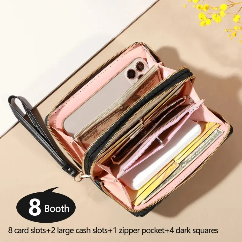 Chic Quilted Long Wallet for Women - Secure Zipper Multi Card Slot Machine Mobile Companion - Versatile Clutch for Every Occasion 250318