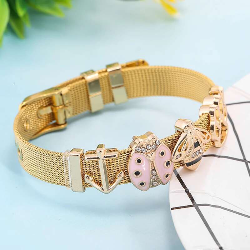 Brand 10mm Dog Paw Beads Stainless Steel Mesh Bracelets DIY Charm Keeper Bracelets For Women Men Best Fashion Jewelry Gift