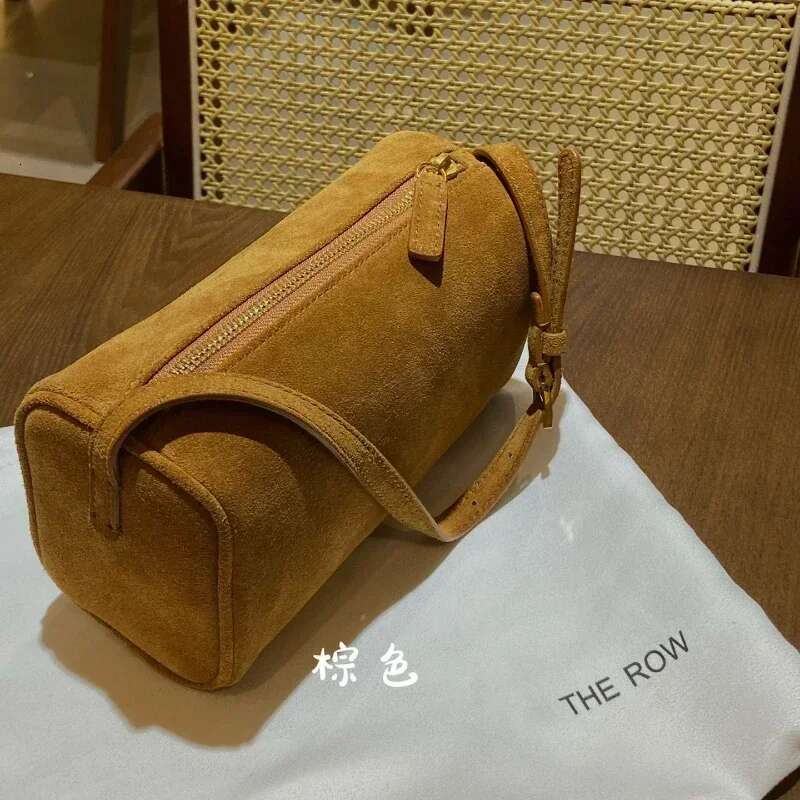 2024 Trend Fashion Design Elegant Pen Holder Suede Leather Underarm Cowhide Small Square Bag Soft Handbag For Women