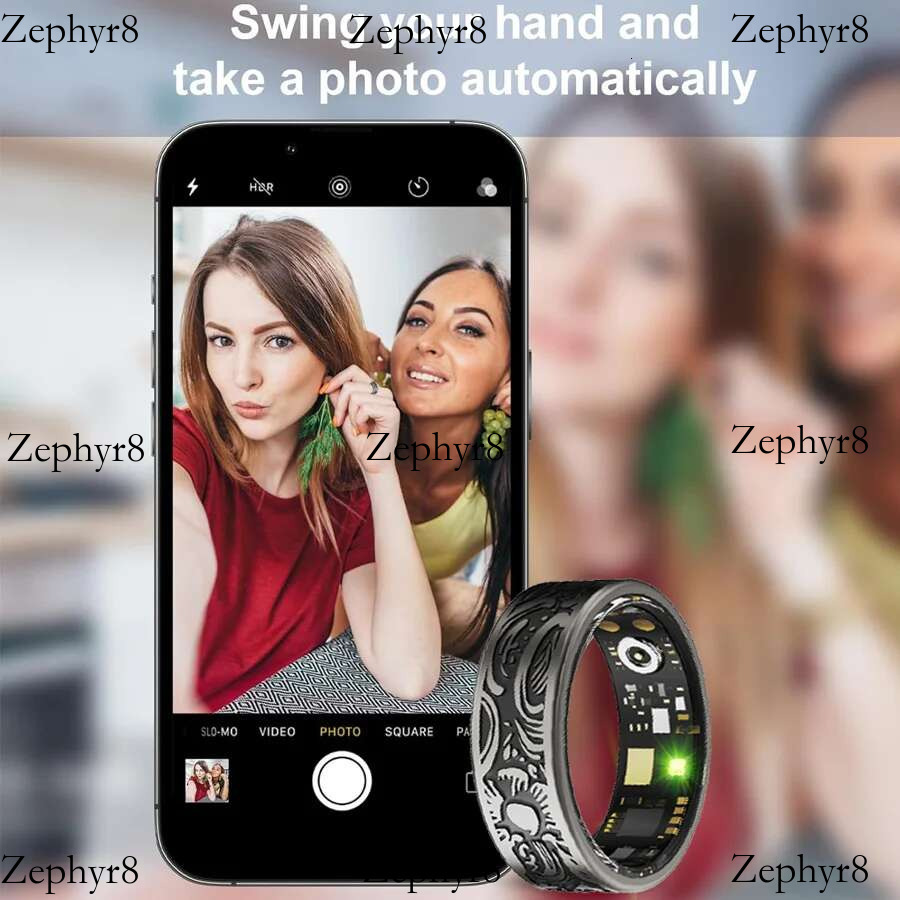 2025 New model smart vintage ring integrates design with modern technology, offering a stylish and practical wearable device.black