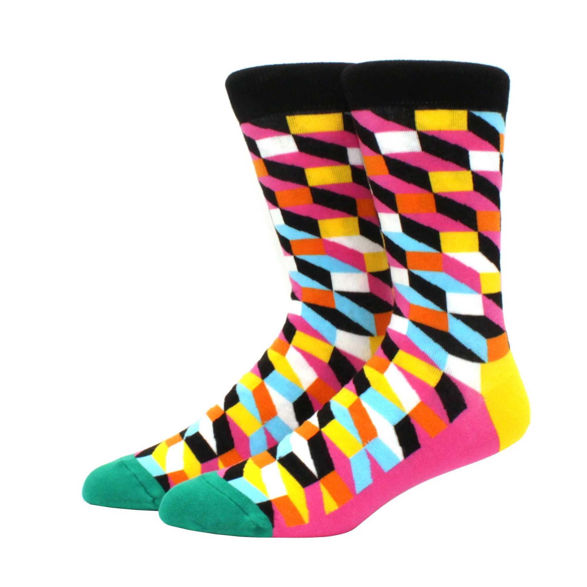 Classic hot selling mens casual gentleman socks high-quality color puzzle happy socks business party dresses mens cotton socks X250319