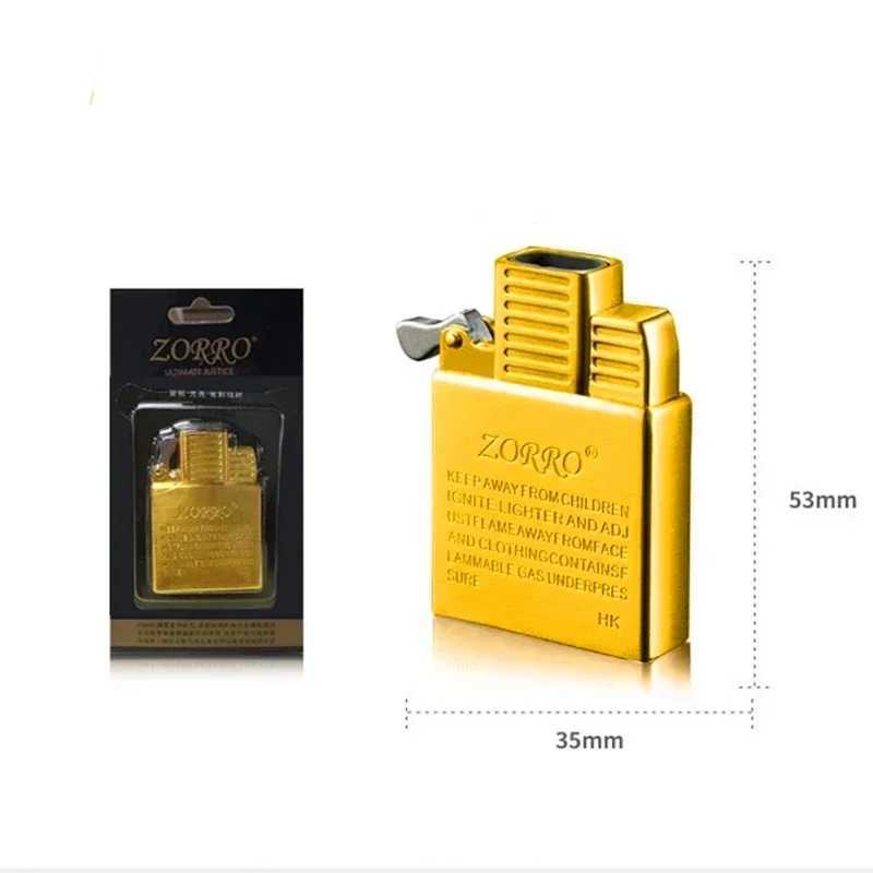 New ZORRO Dual Fire Torch Insert Lighter Gas Jet Windproof Flint Gasoline Oil Lighter Inflatable Butane Kerosene Liner DIY ToolC250319