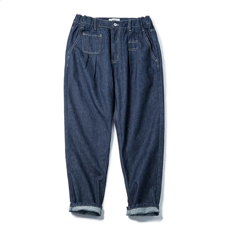 Maden Retro Denim Wash Baggy Mens Jeans Wide Leg Tapered Pants Fashion Casual Streetwear Jean Straight Elastic Men Trousers 250312