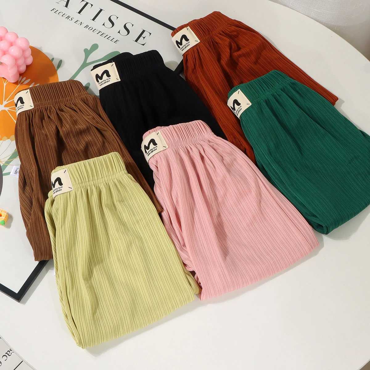 Childrens mosquito nets childrens ice pants solid color boys and girls Trouser stripes baby Blumer toddler jogging clothesT250318