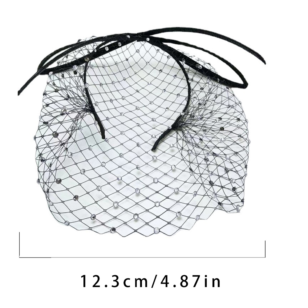 Chic Black Veil Hair Band with Facial Covering for Special Occasions & Events