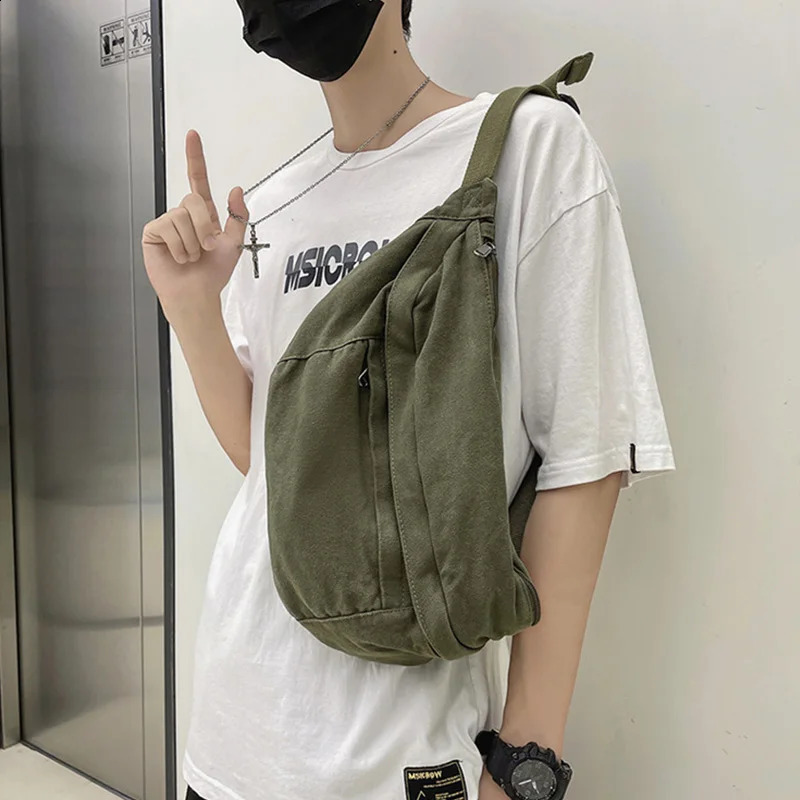 Fashion simple Waist Bags Unisex Canvas Chest packs Phone Pack Street Hip hop Belt Bag Large capacity Ladies Crossbody Chest Bag 250314