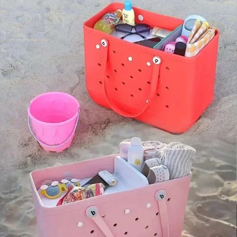 Rubber Women Bogg Fashion Summer Shoulder Handbag EVA Large Capacity Shopping Basket Female Pool Tote Beach Jelly Bag