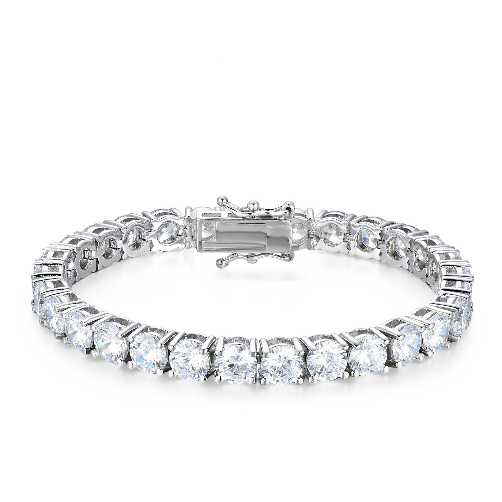 Sparkg 6mm Moissanite Halo Tennis Bracelet High Quality White Gold Non Fade Sterg Sier Hip Hop Jewelry for Men