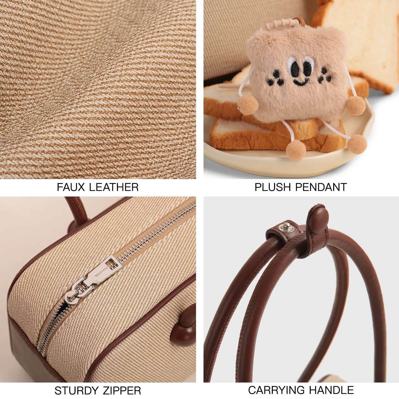 TOUTOU Women Bowg Underarm Bag 2024 Autumn Canvas Original Designer Brand Female Replica Handbag Cute Pendent Christmas Gift