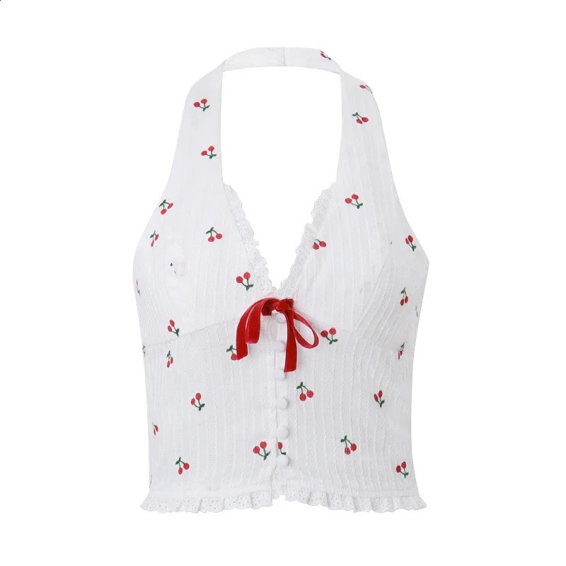 Where Mery Korean fashion printed camisole summer knitted slim fit vest street commuting casual womens clothing 250319