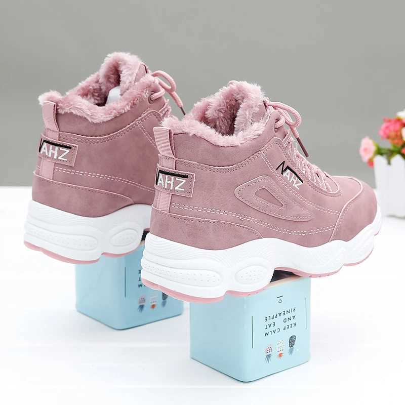 2023 Winter Women Running Shoes Ladies Non-slip Waterproof Casual Shoes Warm Plus Cotton Sneakers Fashion Thick Sole Sport Shoes Z250319