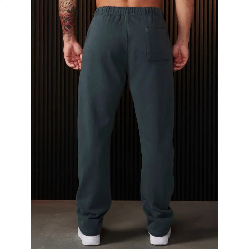 2025 Spring and Autumn Mens Sports Pants Heavy Terry Cloth Embroidered Long Jogger Fitness Straight Sweatpants 250311