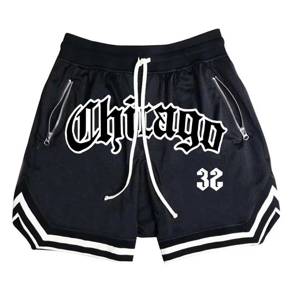 Chicago basketball shorts mens casual sports shorts breathable running training five point PantsMesh fitness shorts W250319