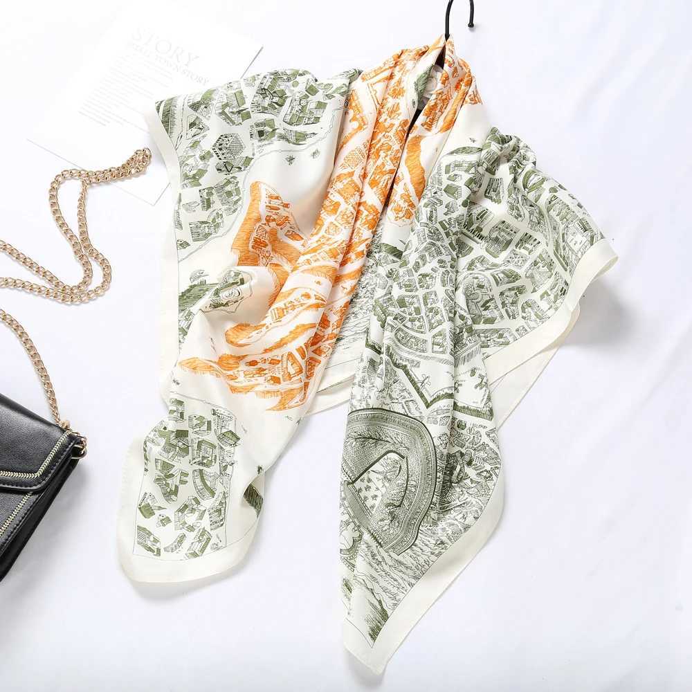 Europe 2022 Spring Fine Horse City of Sky 90*90cm Twill Large Square Scarf Wens Accessories Scarf Beach Shawl Scarf X250319